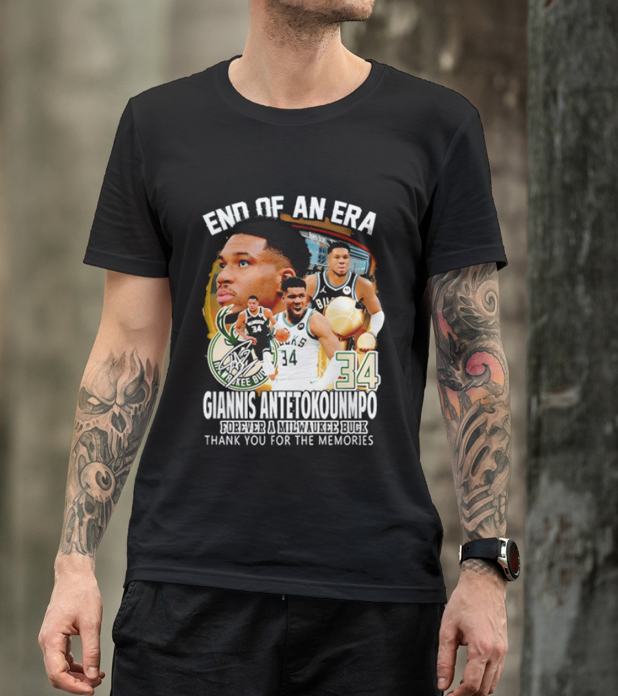 End Of An Era Giannis Antetokounmpo Milwaukee Bucks Thank You For The Memories T-Shirt