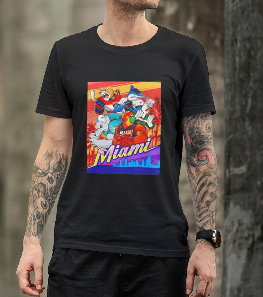 Miami Sports City Team Mascots Collage T-Shirt