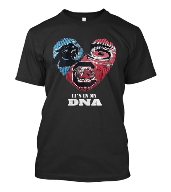 It's In My DNA Carolina Panthers Kansas City Chiefs Heart Shaped Fingerprint T-Shirt
