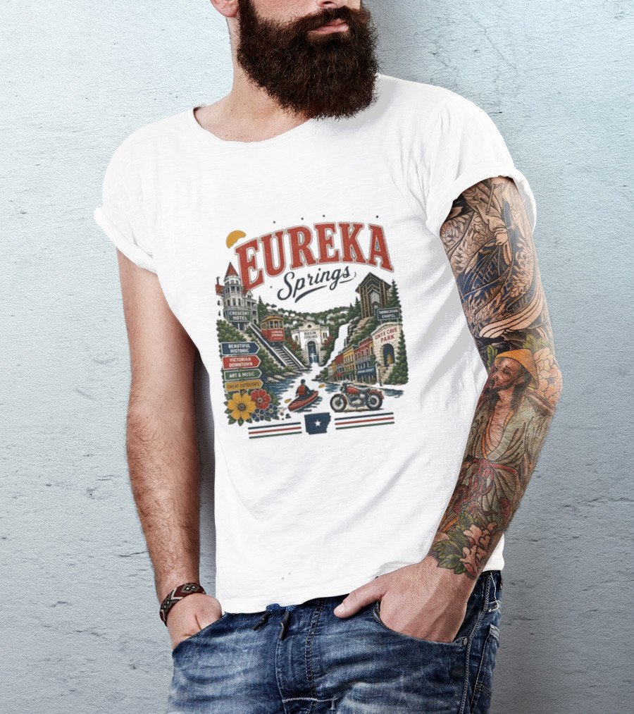 Eureka Springs Crescent Hotel Thorncrown Chapel Victorian Downtown Onyx Cave Basin Park Great Outdoors Art Music T-Shirt