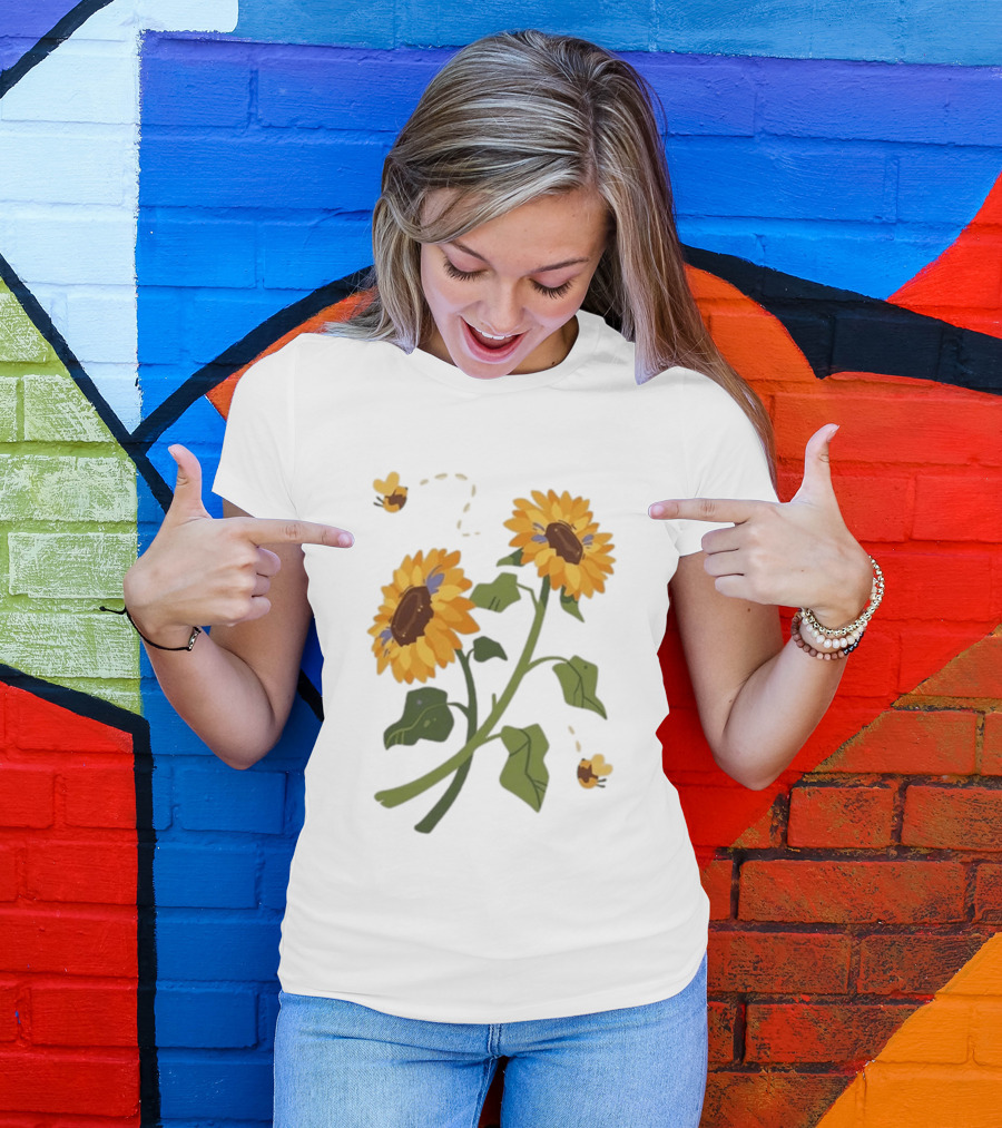Sunflower Good Times With Sunflowers Bees And Scar Suowers T-Shirt