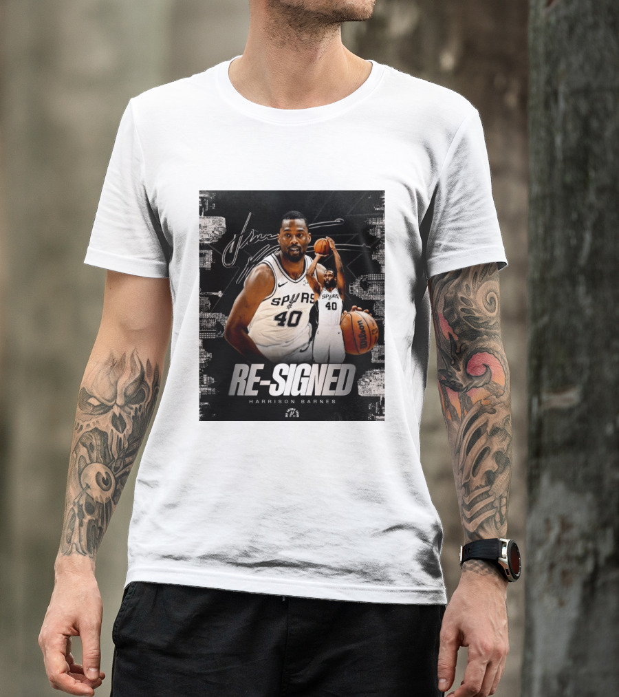 Re Signed Harrison Barnes Spurs 40 Basketball Return T-Shirt