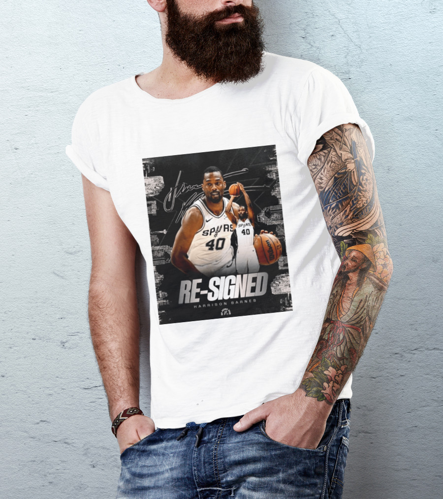 Re Signed Harrison Barnes Spurs 40 Basketball Return T-Shirt