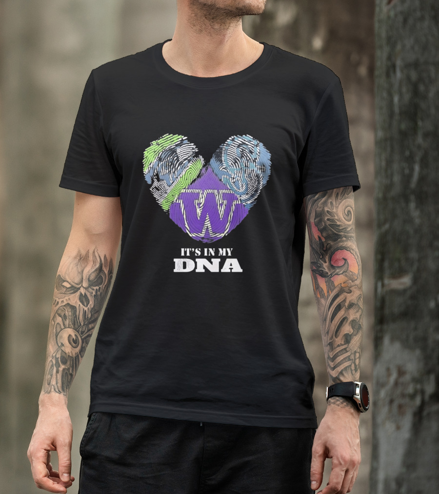 Washington Huskies It's In My DNA Fingerprint Heart T-Shirt