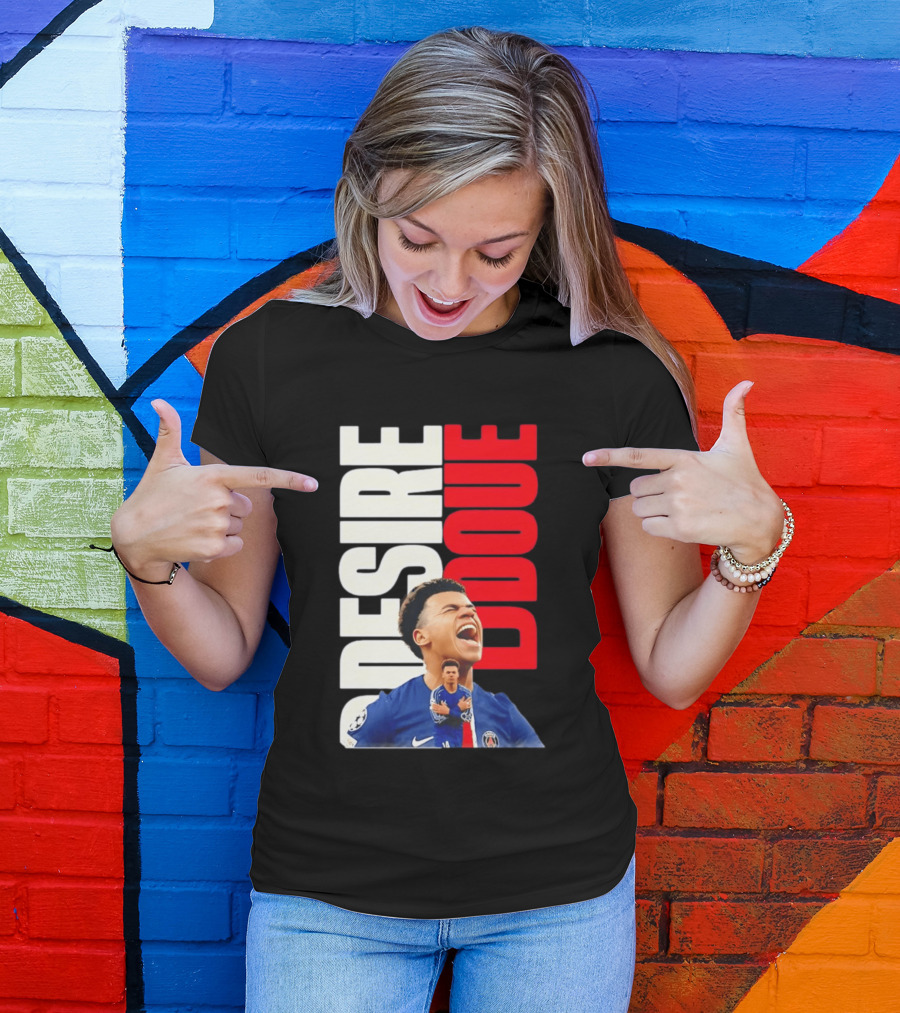 Désiré Doué Celebrating PSG Paris Saint Germain Player T-Shirt