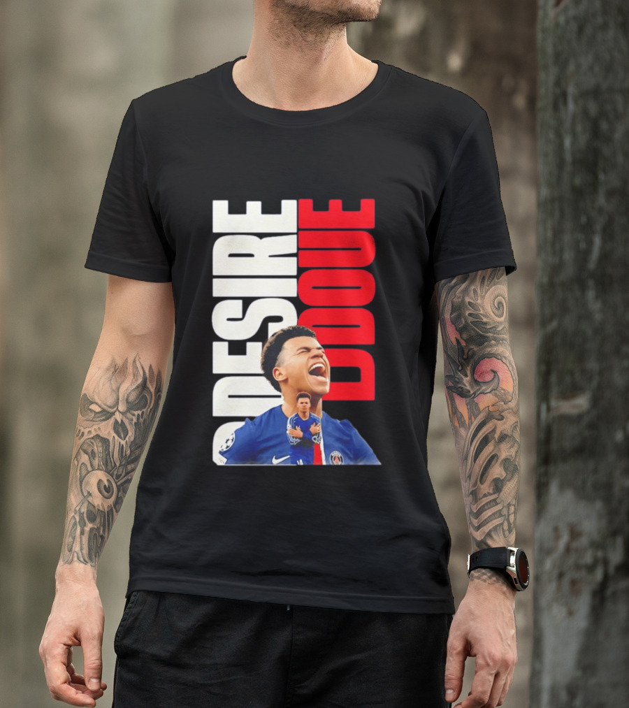Désiré Doué Celebrating PSG Paris Saint Germain Player T-Shirt