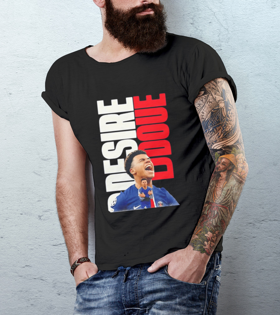 Désiré Doué Celebrating PSG Paris Saint Germain Player T-Shirt