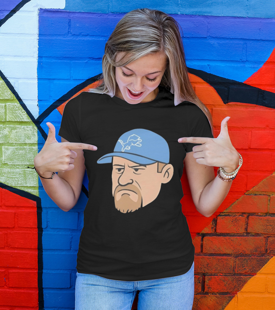 Detroit Lions Grumpy Man With Hat Football Team Fan T-Shirt