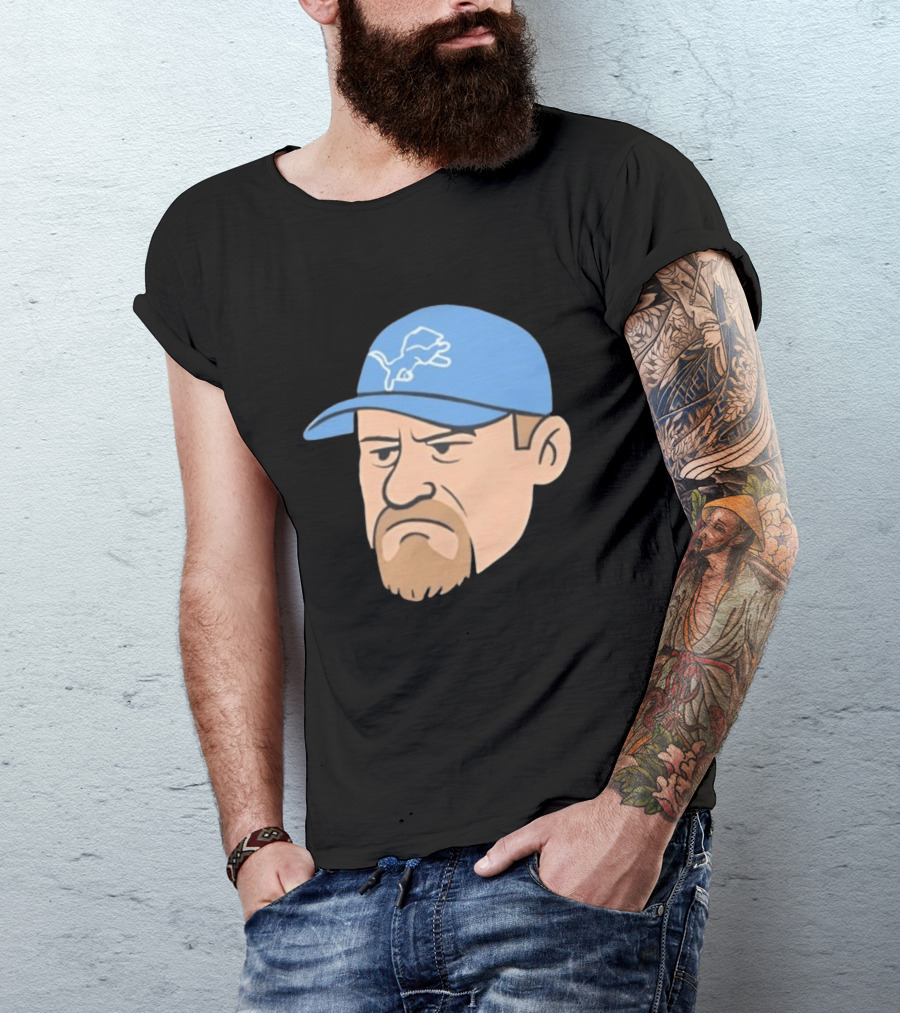 Detroit Lions Grumpy Man With Hat Football Team Fan T-Shirt