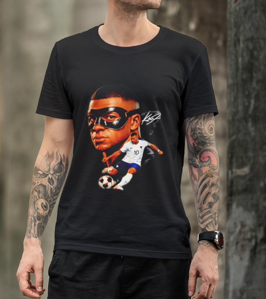 France Kylian Mbappe 10 Soccer Star Masked Player T-Shirt