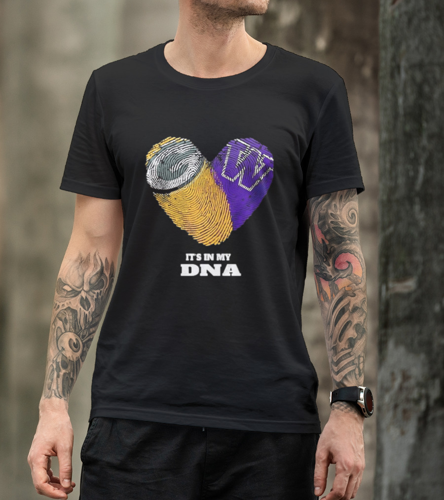 Green Bay Packers Washington Huskies Fingerprint Heart It's In My DNA T-Shirt