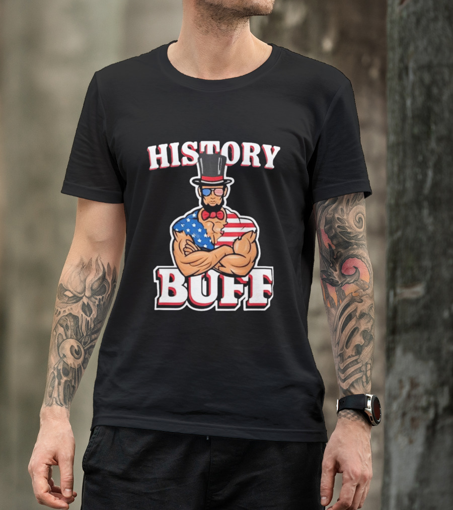 History Buff Abraham Lincoln Gym Bro American Flag Muscle T-Shirt