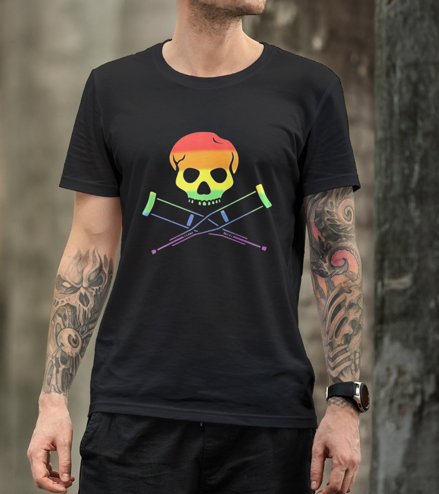 Skull With Crutches Rainbow T-Shirt