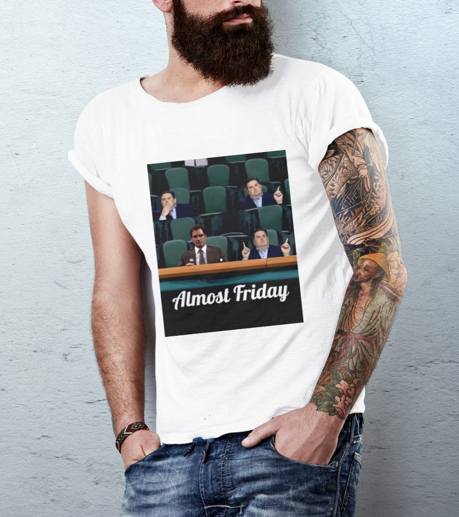 Almost Friday Meme With Roger Federer And Jonah Hill In Audience T-Shirt