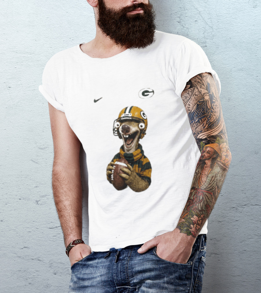 Sid The Sloth Green Bay Packers Football Helmet Fan Gear T-Shirt