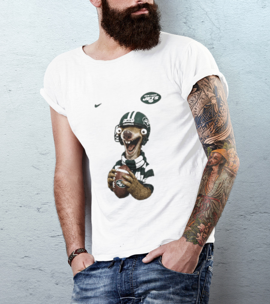 Sid The Sloth New York Jets Football Helmet Scarf And Ball T-Shirt