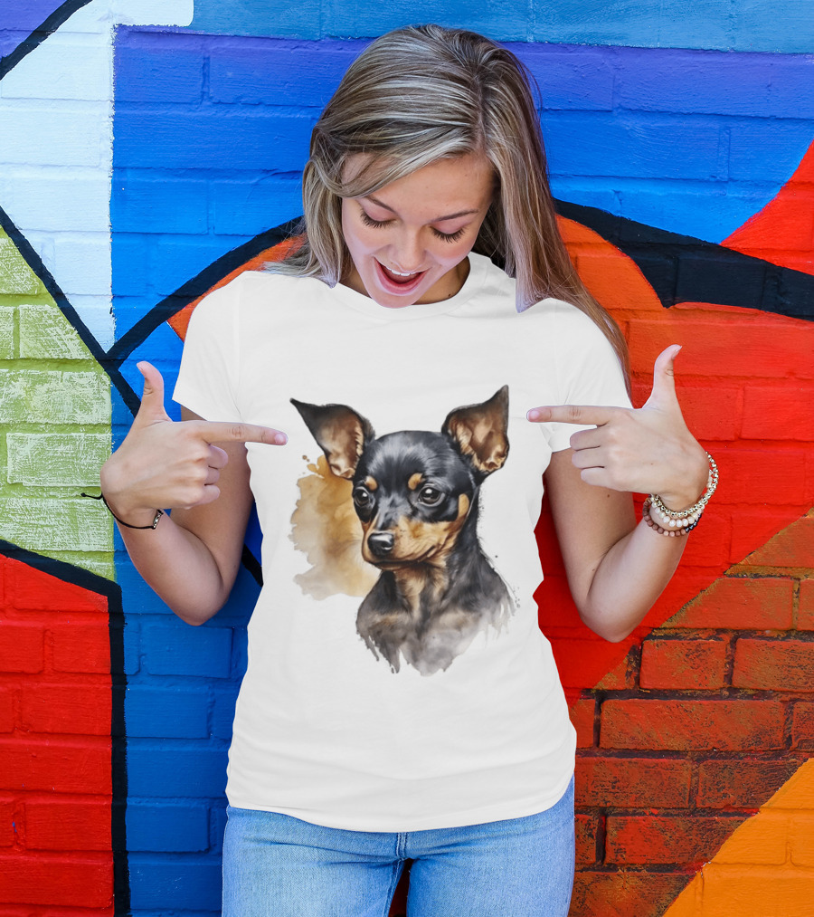 Miniature Pinscher Dog Watercolor T-Shirt