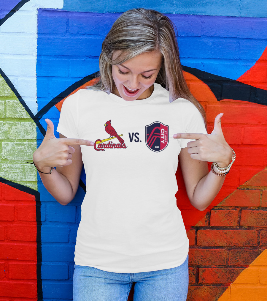 St Louis Cardinals Vs St Louis City SC Matchup T-Shirt