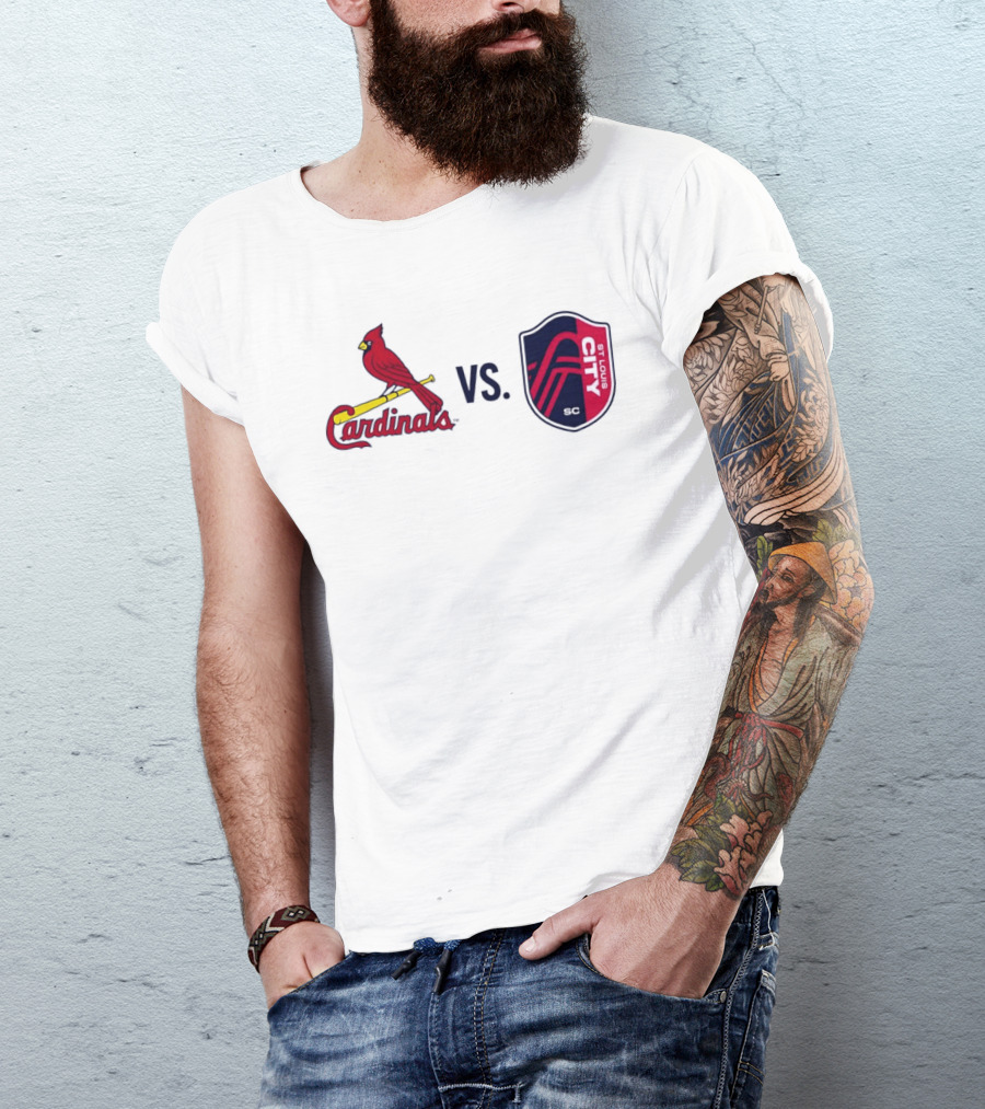 St Louis Cardinals Vs St Louis City SC Matchup T-Shirt