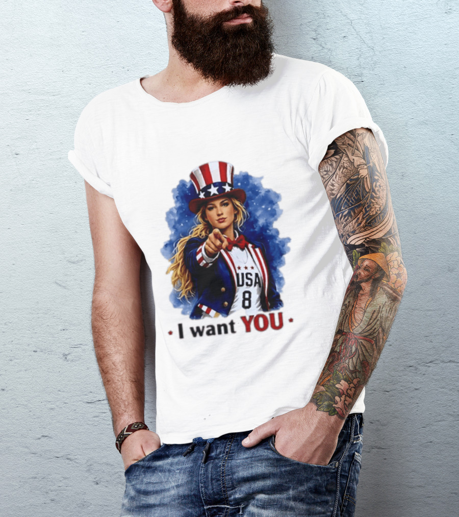 Uncle Sam Blonde Woman I Want You USA 8 Patriotic T-Shirt