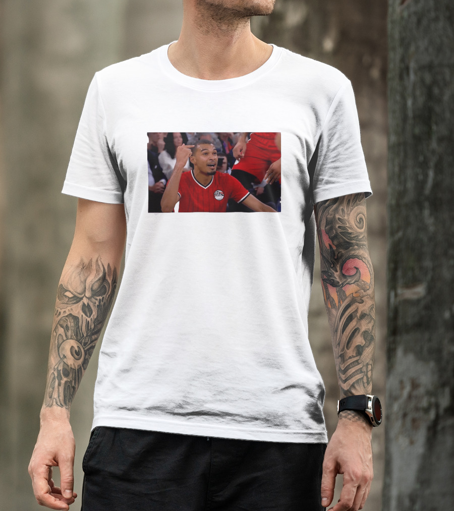 Victor Wembanyama Pointing Wearing Egypt National Football Team Kit T-Shirt