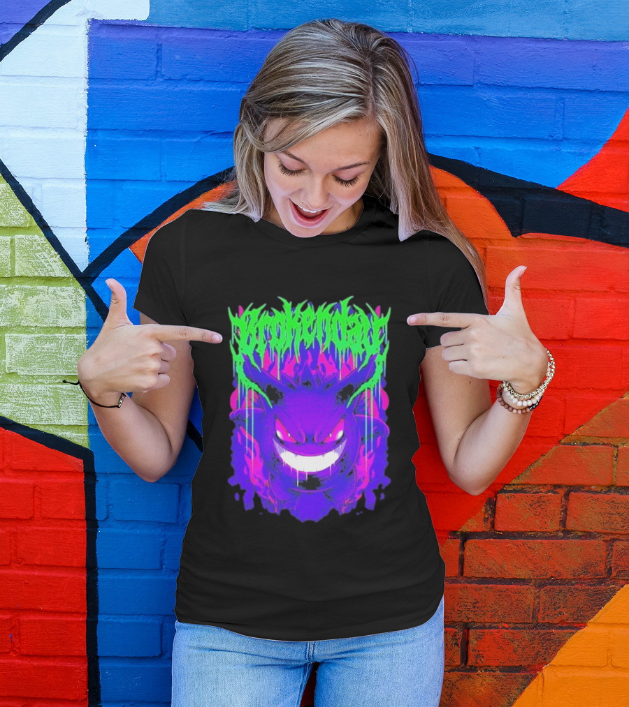 Brokenday Gengar Shadow Ball Bootleg Purple Neon T-Shirt
