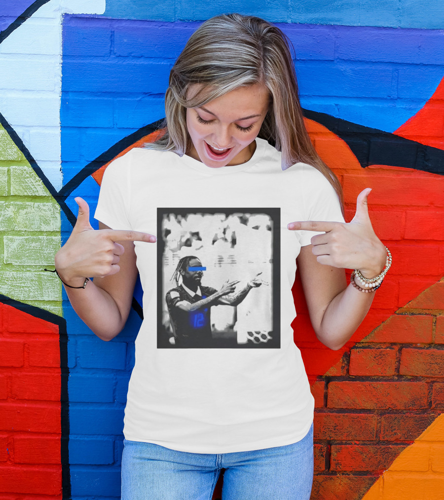 Bradley Barcola France Parasite Number 12 Footballer Blue Accents T-Shirt