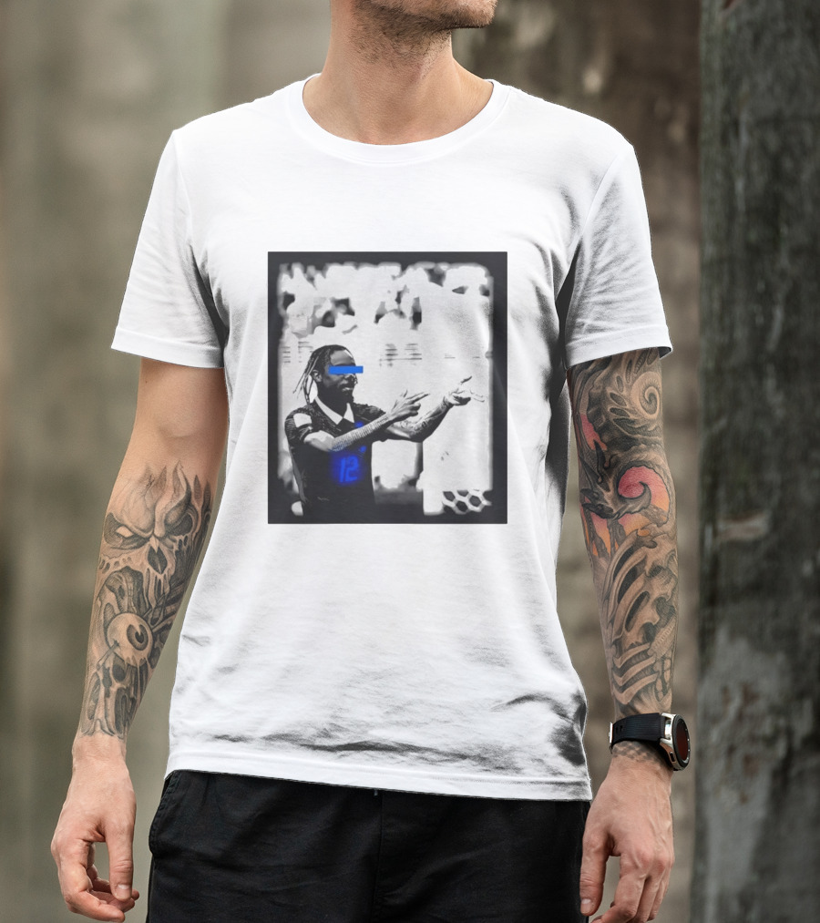 Bradley Barcola France Parasite Number 12 Footballer Blue Accents T-Shirt