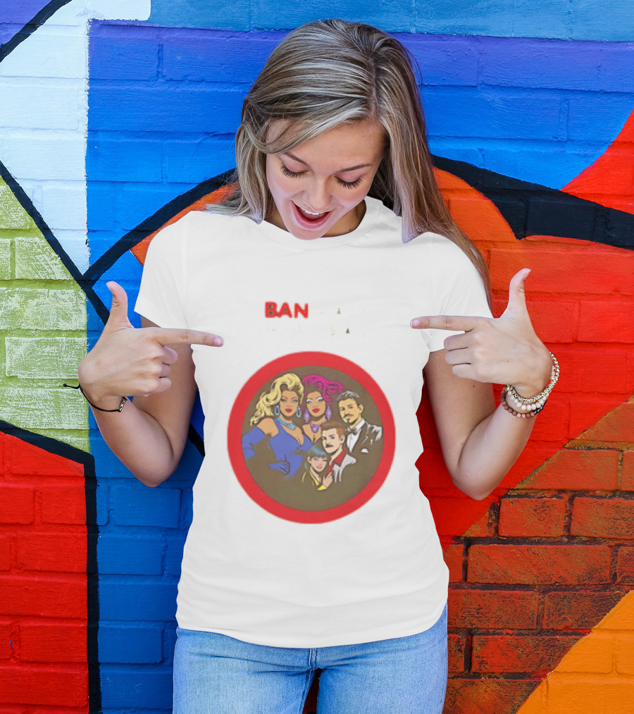 Ban Hate Not Drag Retro LGBTQ+ Inclusive Message T-Shirt