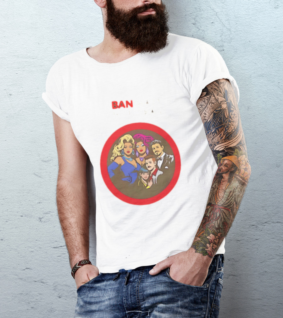 Ban Hate Not Drag Retro LGBTQ+ Inclusive Message T-Shirt