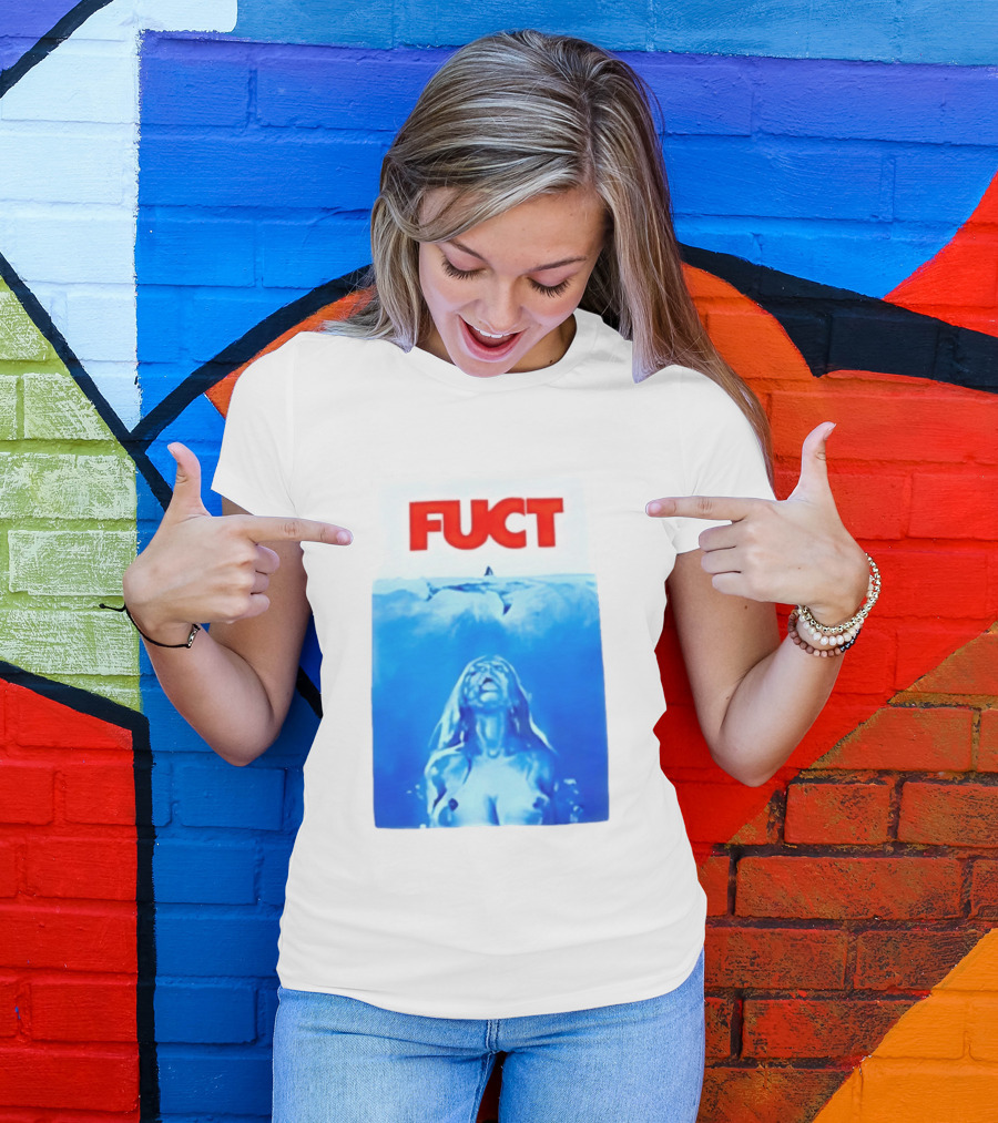 FUCT Jaws Ocean Shark Woman Swimming T-Shirt
