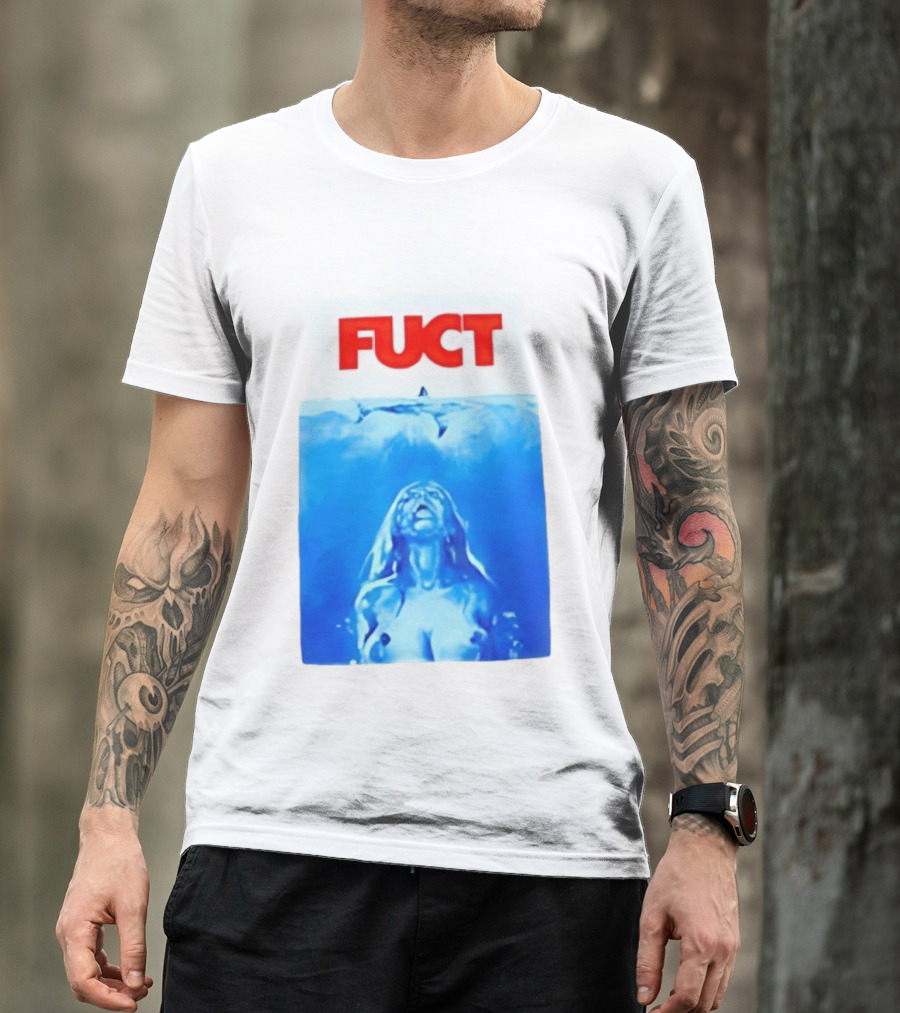 FUCT Jaws Ocean Shark Woman Swimming T-Shirt