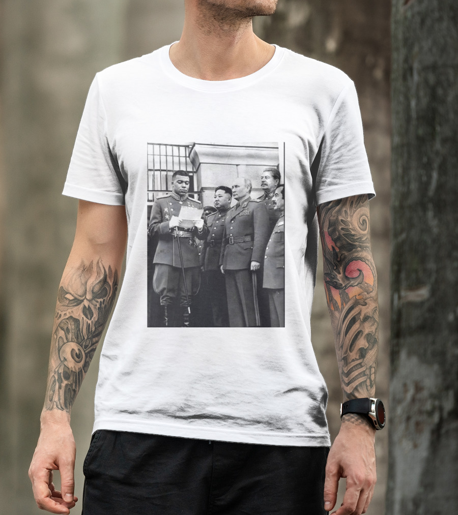 Kylian Mbappé In Historical Dictator Military Uniform Speech Photo T-Shirt