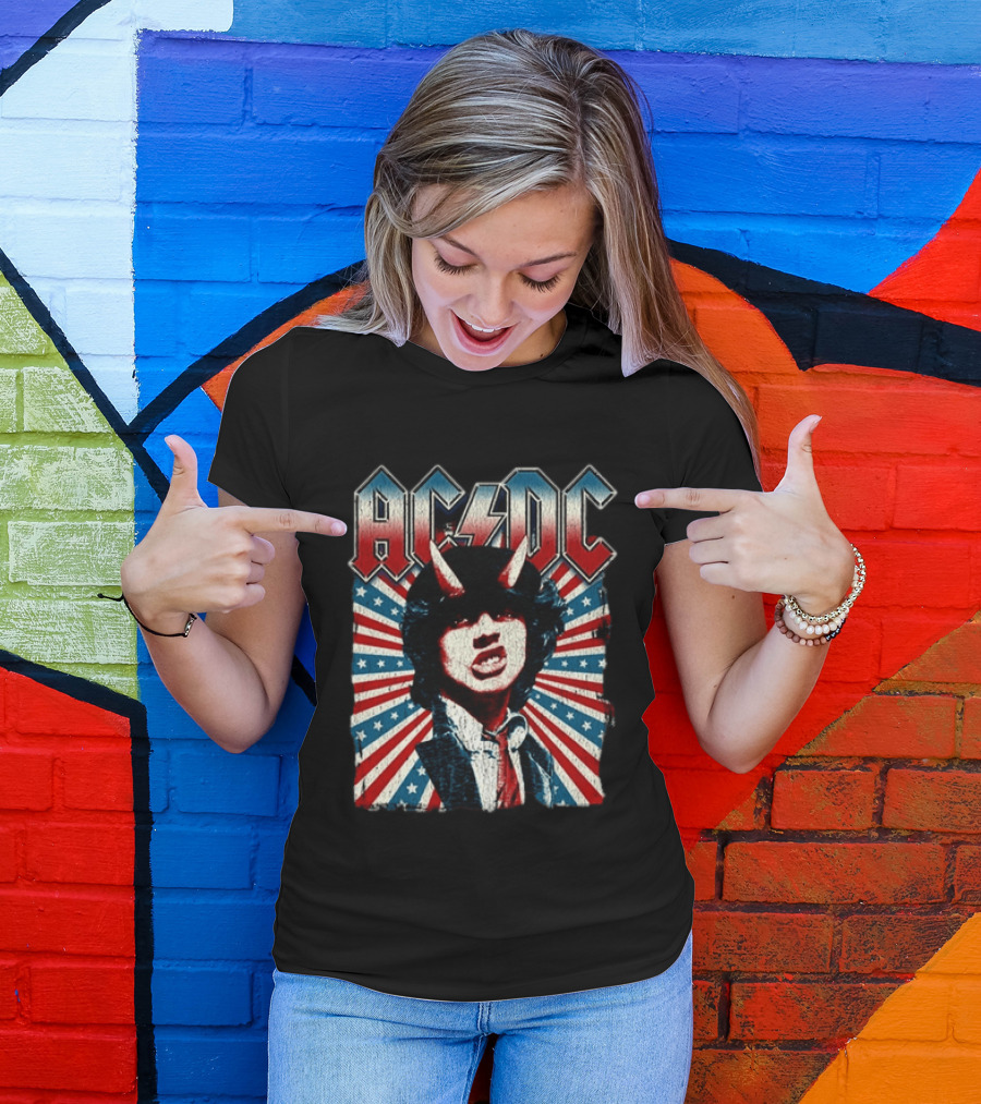 AC DC PWR Up Tour 2026 North America Highway To Hell USA Red White Blue Stripes T-Shirt