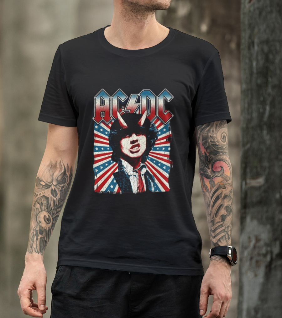 AC DC PWR Up Tour 2026 North America Highway To Hell USA Red White Blue Stripes T-Shirt
