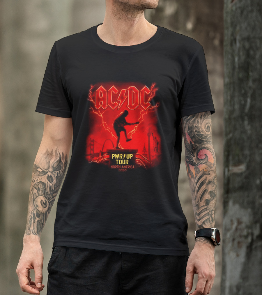 ACDC PWR Up Tour 2026 North America Red Lightning Cities Dates Angus T-Shirt