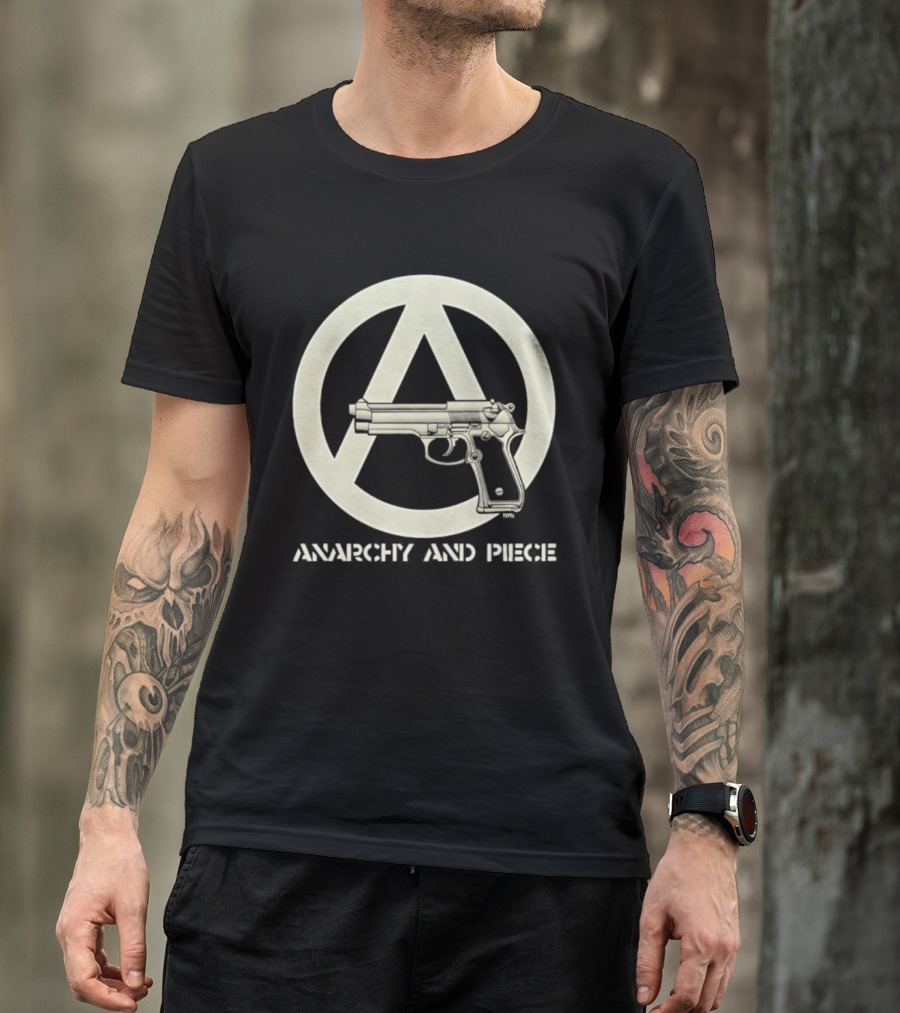 Anarchy And Piece Peace Sign With Gun T-Shirt