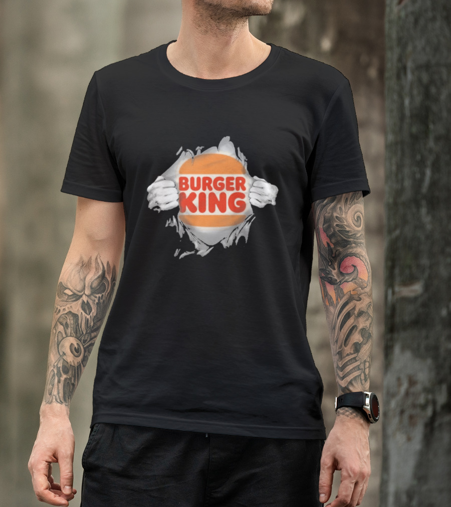 Burger King Ripped Chest Superhero Torn Employee T-Shirt
