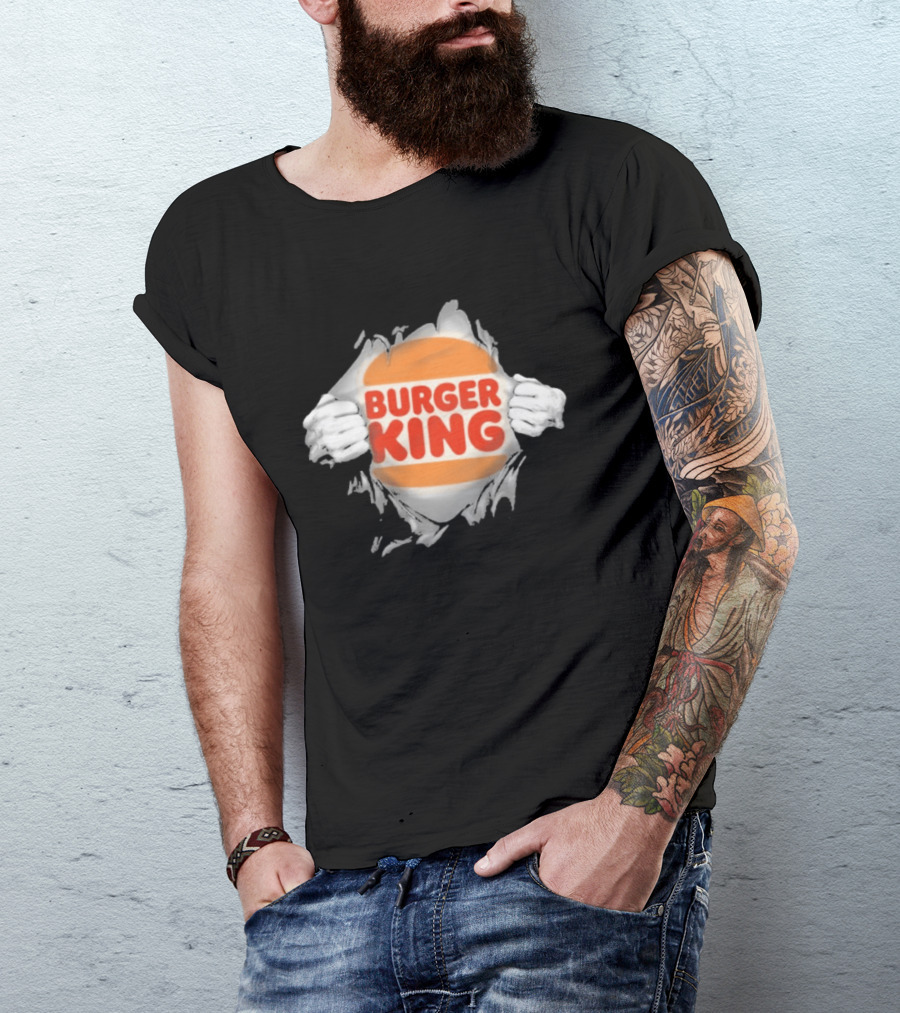 Burger King Ripped Chest Superhero Torn Employee T-Shirt