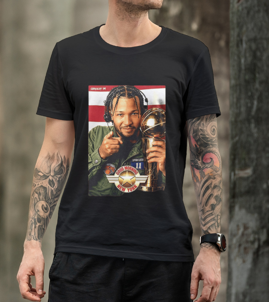 Jalen Brunson New York Knicks Captain Clutch 11 Good Morning New York NBA Trophy T-Shirt