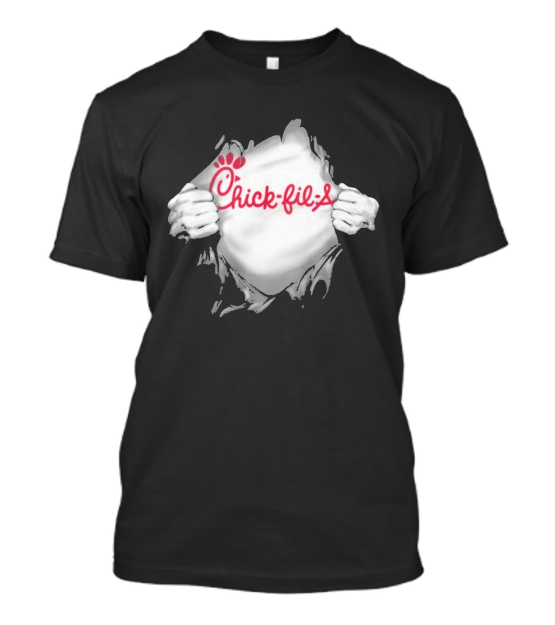 Chick Fil A Superhero Ripped Chest Torn Employee T-Shirt