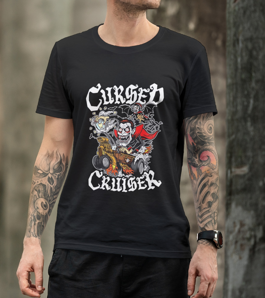 Cursed Cruiser Vampire Hot Rod With Bat And Tooth Jar T-Shirt