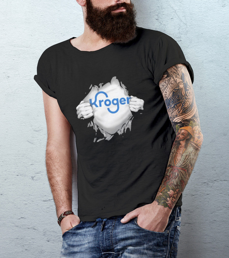 Kroger Ripped Chest Superhero Torn Employee T-Shirt