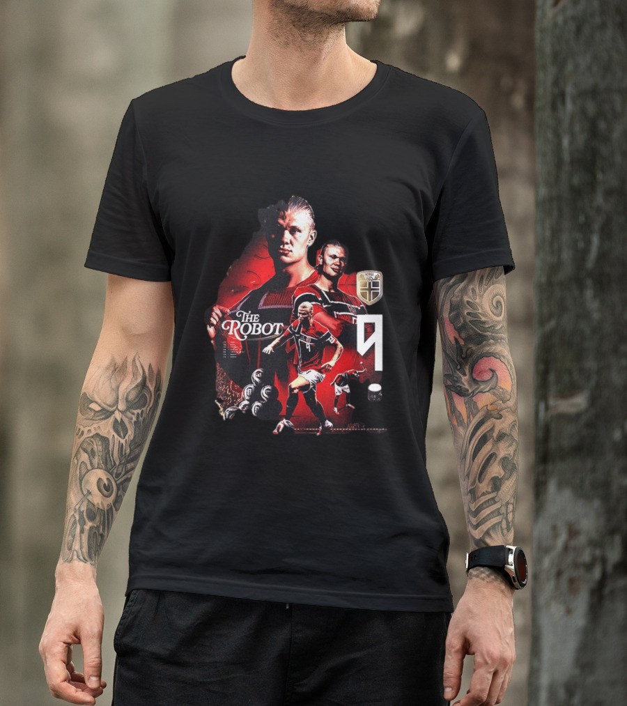 Erling Haaland Norway The Robot 9 Football Legend Norway Crest T-Shirt