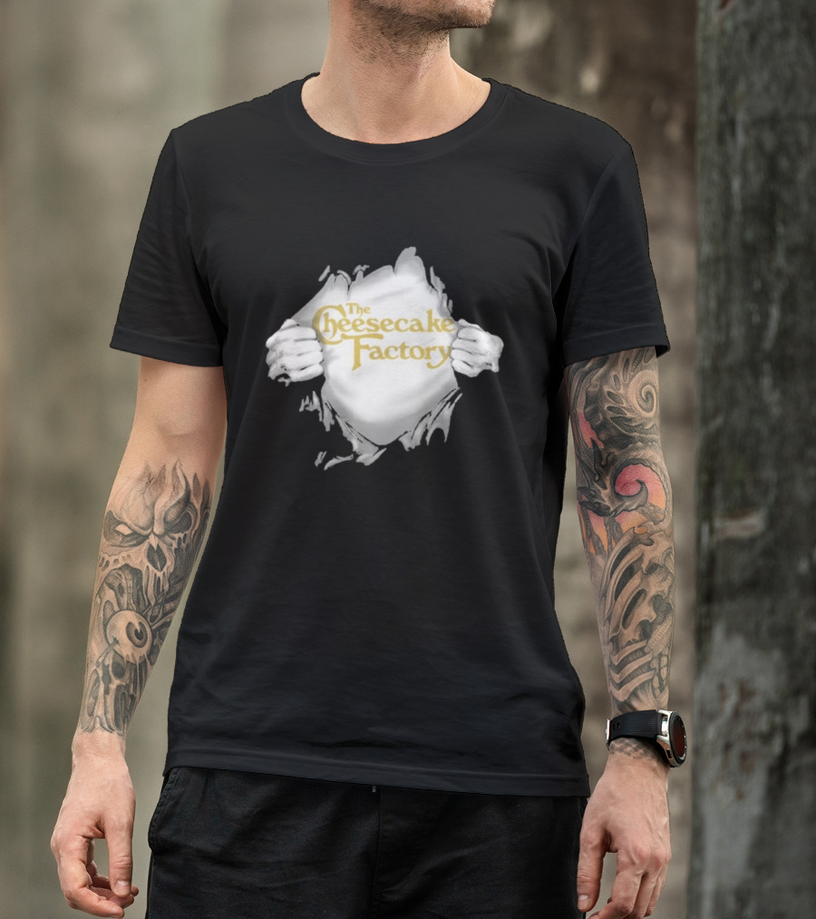 The Cheesecake Factory Ripped Chest Superhero Torn Employee T-Shirt
