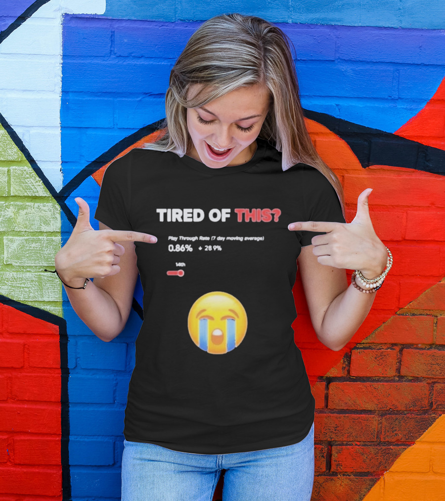 Tired Of This Play Through Rate 0.86% Crying Emoji Trend T-Shirt
