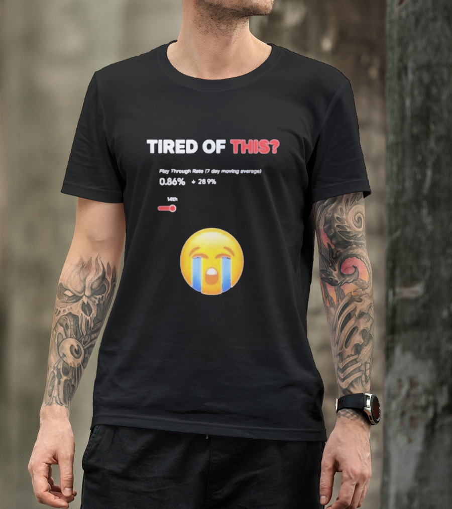 Tired Of This Play Through Rate 0.86% Crying Emoji Trend T-Shirt