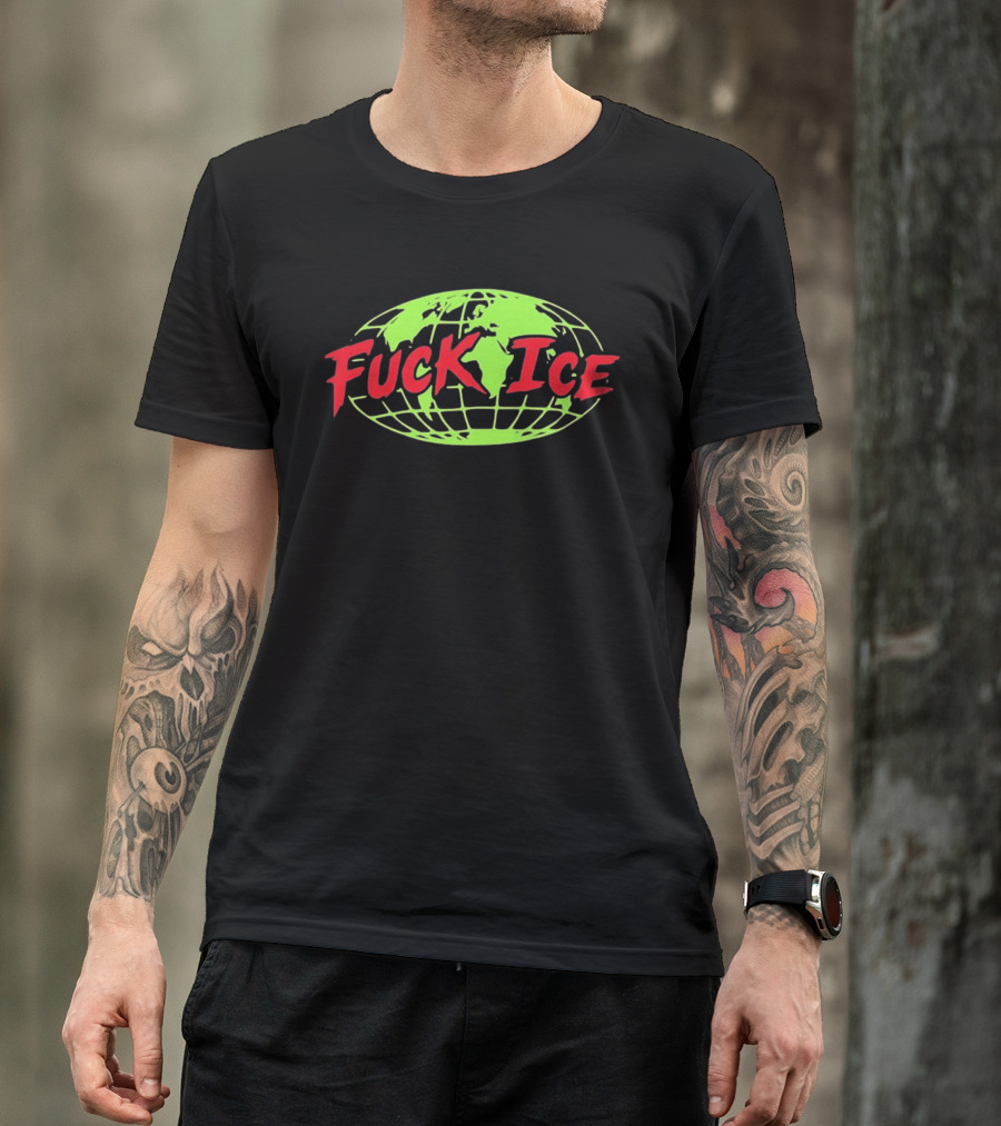 Protest Global Awareness Fuck ICE World Map T-Shirt