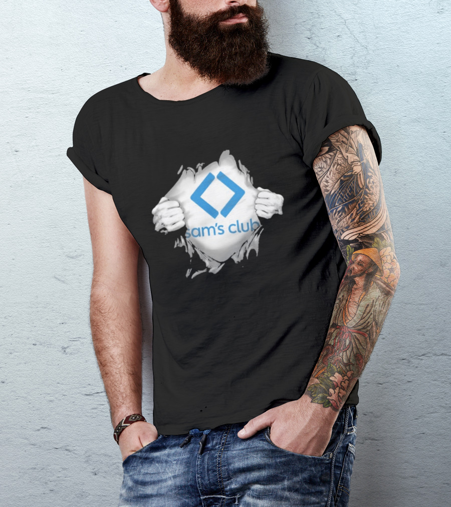 Sam's Club Ripped Chest Superhero Torn Employee Sam's Club T-Shirt