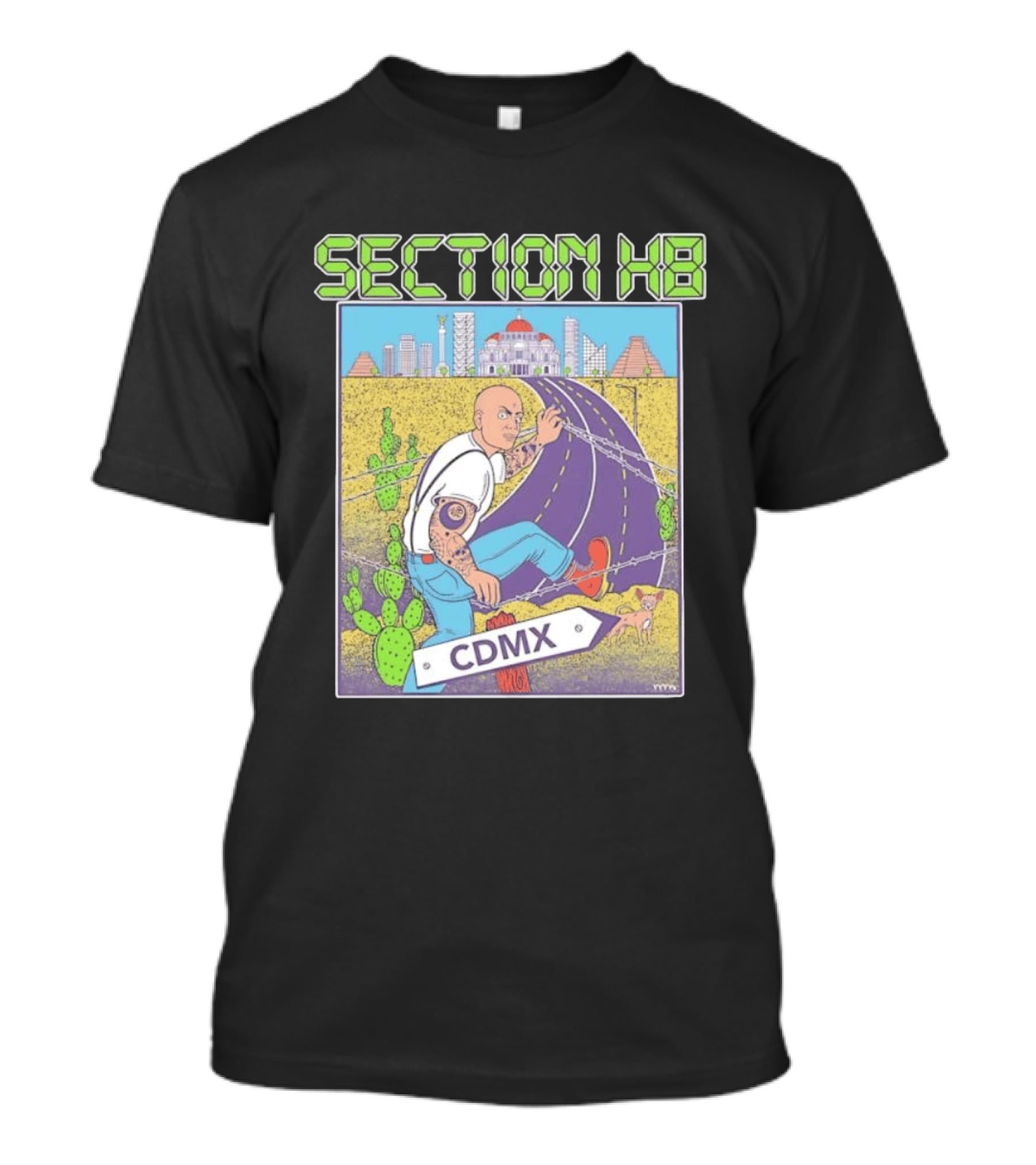 Section H8 CDMX Mexico City Punk Scene Urban Landscape With Cactus T-Shirt